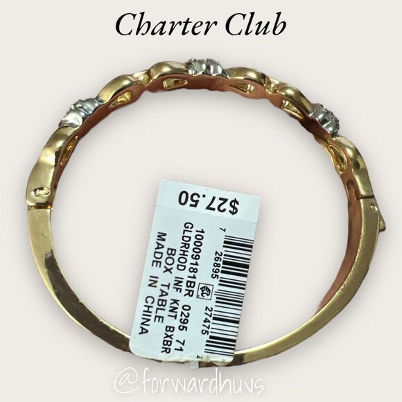 Charter Club Gold Tone Rhinestone Hinge Bracelet - Picture 4 of 10